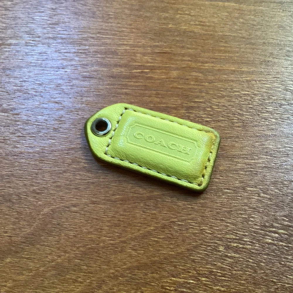 Coach Yellow Green Tan Bag Tag Hang Tag